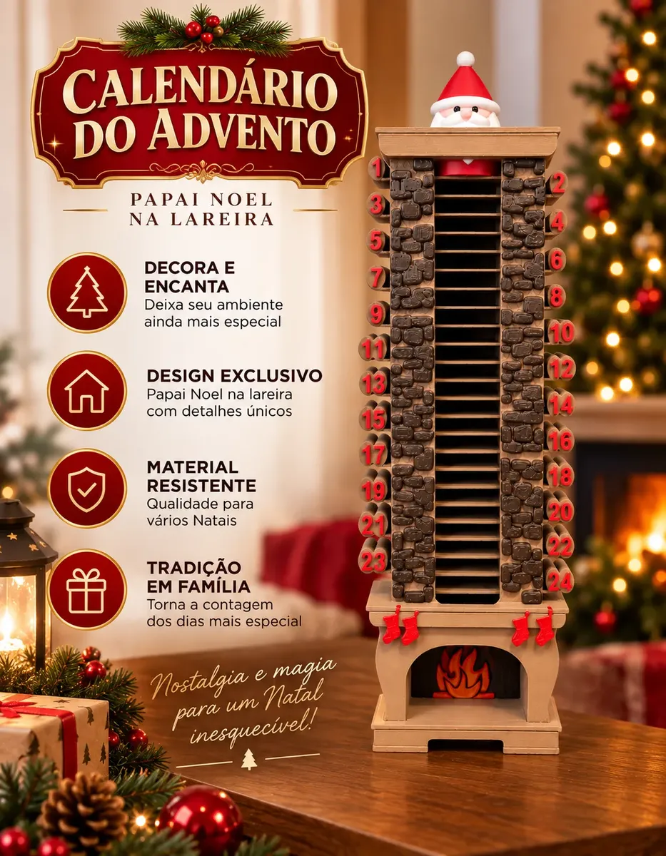 Enfeite De Natal Decoração Advento Calendário Papai Noel Enfeite De Natal Decoração Advento Calendário Papai Noel Enfeite De Natal Decoração Advento Calendário