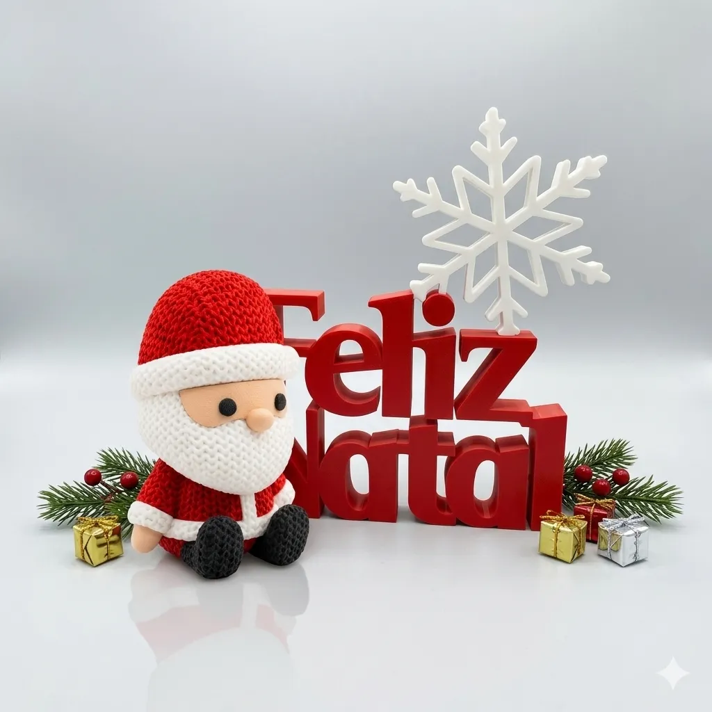 Kit 2 Decoração Feliz Natal Enfeite Natalino Papai Noel 3d